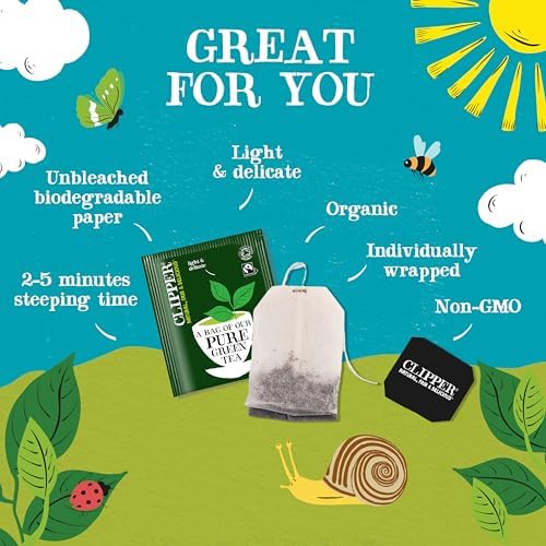 Clipper Tea Organic Pure Green Tea Bags, Great Hot or Iced, Fair Trade Tea, Natural & Biodegradable, 250 Tea Bags