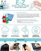 EZ EYE DOCTOR GLASSES CLEANER (KIT + CLOTH). ANTI-STATIC ANTI-FOG