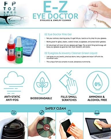 EZ EYE DOCTOR GLASSES CLEANER (KIT + CLOTH). ANTI-STATIC ANTI-FOG