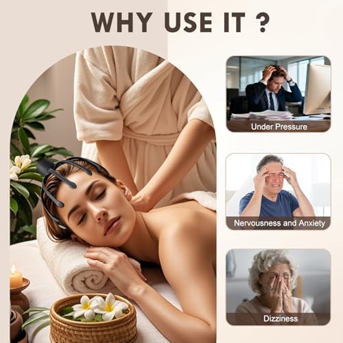 Electric Scalp Massager with 3 Modes, Head Massager Scalp, 360 Degree Head Massager, Cordless Portable Head Scratcher for Stress Relax, Birthday & Christmas Gift