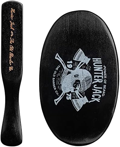 Beard Brush for Men - Natural Boar Bristle Beard Brush Kit - Soft Small Mustache Brush for Men - Premium Travel Grooming Set by Hunter Jack