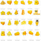 48Pcs Cheese Cupcake Toppers Cheese Party Decorations Cartoon Cheese Cupcake Decorations Cute Cheese Cake Topper for Cheese Themed Birthday Baby Shower Supplies