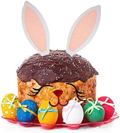 Two Sets of Easter Bunny Ears Cake Topper Decorations,Easter Bunny Theme Party Cake Topper, Easter Spring Party Cake Topper Supplies