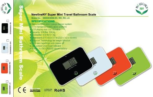 NewlineNY Auto Step On Super Mini Travel Bathroom Scale, 5.25" x 8.5" SBB0638SM: White