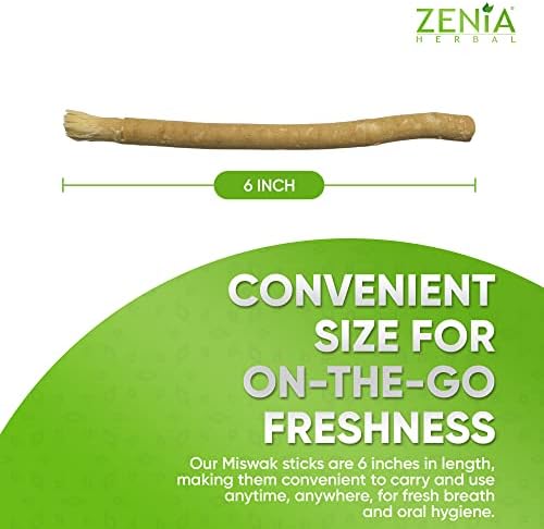 Zenia Sewak Natural Miswak Toothbrush - Vacuum Sealed Natural Flavor Traditional Peelu Toothbrush Stick - for Healthy Gums, Teeth, and Fresher Breath (Pack of 3)