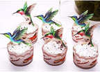 GEORLD Edible Cupcake Topper Wafer Hummingbird Cake Bird Decoration by Wafer Paper,12 Counts,Flat not 3D