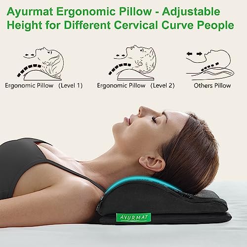 Acupressure Mat and Pillow Set - Full Body Pro Kit for Stress Relief, Muscle Relaxation & Pain Relief - Natural Eco-Friendly Linen & Coconut Fiber Mat - Includes Carrying Bag (Black)