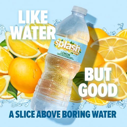 SPLASH REFRESHER Flavored Water Bottles, Lemon Flavor - 6-Pack, 16.9 Fl Oz - Refreshing Flavored Bottled Water with Electrolytes - Zero Sugar & Zero Calories