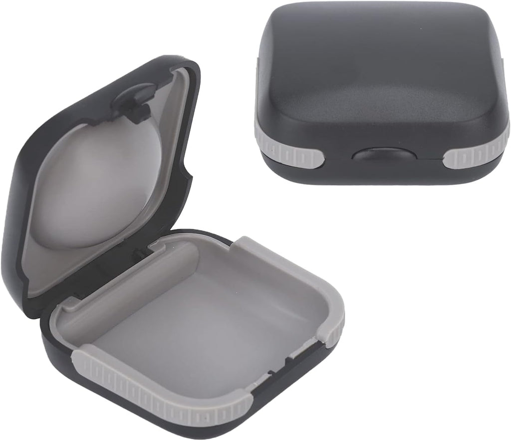 Hearing Aid Travel Case, Hearing Aids Case Hard Pocket Size Small Splashproof 2.16"*2.04"*0.39" Cushioned Interior for 2 Hearing Aids, ITE, RIC, CIC Storage Box (Black)