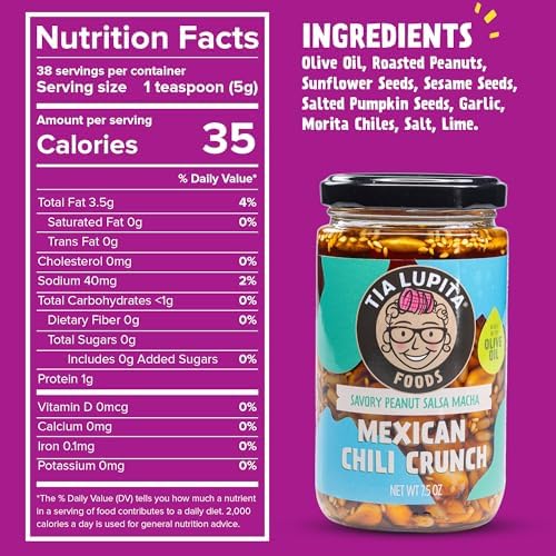 Tia Lupita Mexican Chili Crunch – Salsa Macha, Crunchy Morita Chili Oil | Gluten-Free, Non-GMO, Vegan | Cranberry & Peanut Variety (2 Pack)
