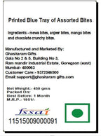 Ghasitaram Gifts Rakhi Gifts for Brothers Printed Blue Tray of Assorted Bites with 2 Blue Rudraksh Rakhis