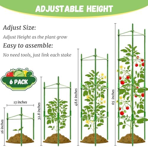 Legigo 6-Pack Tomato Cage for Garden Plant Support- Up to 48inch Garden Stakes Tomato Cage, Tomato Trellis for Potted Plants, Tomato Cages Plant Stakes for Climbing Vegetables Plants Flowers