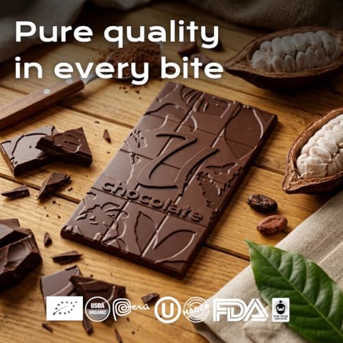 U Organic Dark Chocolate 10 Bars x 1.58 Ounce 85% Cacao - Kosher Gluten & Allergen Free Vegan - Fresh From our Farm -WILD EXPERIENCE - New Edition