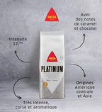 Delta Cafés Platinum Whole Bean Coffee 500gr/17.6oz, Intensity 12, Arabica & Robusta Blend - Aromatic and Roasted Nuts Notes Espresso Beans