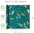 Bee's Wrap Beeswax Wraps for Food - Cut to Size 14x52" Beeswax Wrap Roll - Made in USA Reusable Natural Food Wrap - Ocean