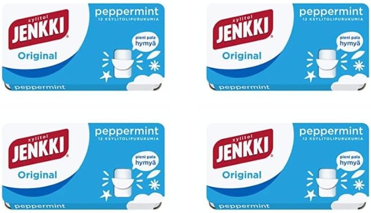 Cloetta Jenkki Xylitol Original Peppermint Chewing gum 4 Box of 18g