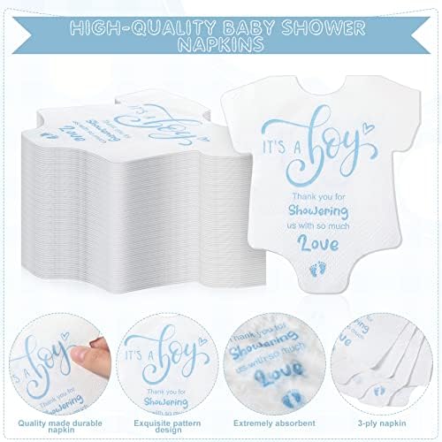 PerKoop 100 Pcs It's a Boy Baby Shower Napkins Pajama Theme Blue Disposable Paper Napkins for Boy's Gender Reveal Party Baby Shower Decorations Supplies