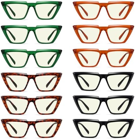 Eyekepper 12 Pack Blue Light Blocking Reading Glasses Funky Cat-Eye Computer Readers for Women +1.50