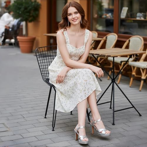 Platform High Heels for Women Strappy Chunky Heels Sandals for Women Open Toe Block Heeled Sandals with Ankle Strap Summer Dress Shoes