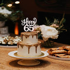 LASKYER Happy 65th Birthday Decorations,65th Birthday Rose Gold Rhinestone Cake Topper - Cheers to 65 Years Old Bday Party Metal Sparkly Cake Centerpieces Sign.