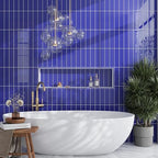 Glass Subway 0.25 sq ft/Piece Pack of 1, Cobalt Blue Glass Subway Tile 3" x 12" –Polished Finish NOT Peel & Stick – Waterproof Wall Tile for Bathroom Shower Kitchen Backsplash