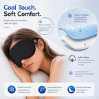 Cool Touch Cotton Eye Sleep Mask for Men & Women, Soft & Breathable, Pressure-Free Design for Side Sleepers, Adjustable Light Blocking Mask for Sleeping, Travel & Naps (Black)