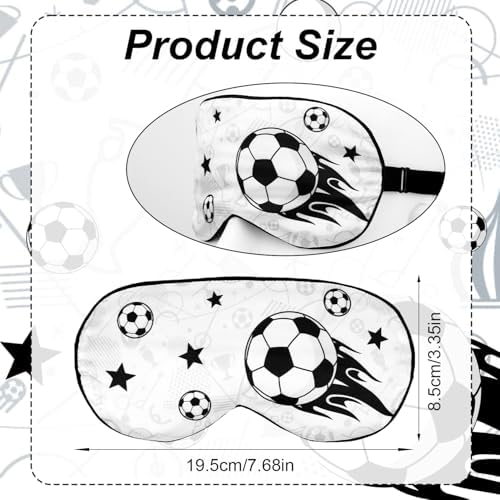 Soccer Sleep Mask for Teens, Football Themed Blackout Eye Sleeping Mask with Adjustable Elastic Strap Soft & Breathable Eye Cover for Home Office Travel Party