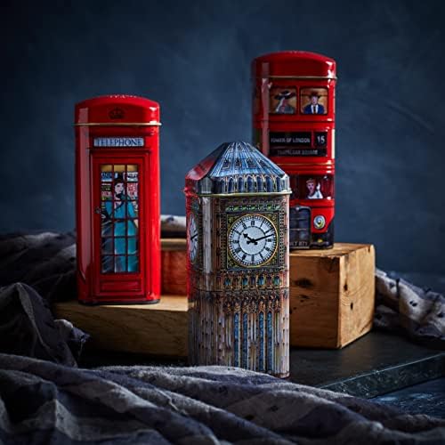 British Heritage 3x Tea Tins with 42 English Teabags (Big Ben, Red London Bus, Telephone Box)
