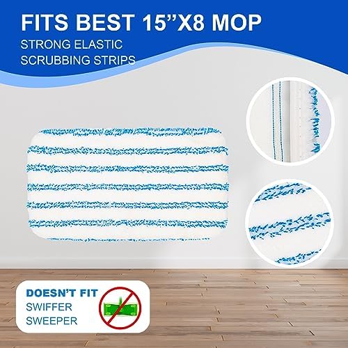 4 Pack Reusable Mop Replacement Pads Suitable for 15*8 inch Flat Mops, Compatible with Hardwood Floor More Microfiber Mop, Cotton Terry Cloth, Floor Cleaner Pads