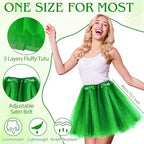 PLULON Tutu for Women Adults, 5 Layers Neon Short Tutus Skirt Puffy Elastic Tulle Ballet Skirts Halloween Costume 80s Outfit