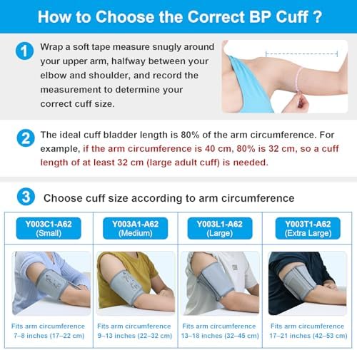 Y003A1 Medium Replacement Blood Pressure Cuff, 9-13inch BP Cuff Compatible with Omron BP5100 BP5250 BP5450 BP7100 BP5350 BP7350 BP7250 BP Monitor, for Home BP Checks