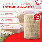 Ever Ready First Aid Self Adherent Cohesive Bandages 3" x 5 Yards - 24 Count, Tan