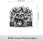Rock cake topper 80s punk music, heavy metal rock theme happy birthday cake decoration, drummer birthday party for boys and girls drum set decoration, great gift for birthday