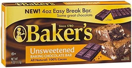 Baker's Premium Unsweetened Chocolate Baking Bar (4 oz Box, Pack of 12)