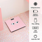 Fisura - Digital Glass Bathroom Scale, Pink, Up to 180 kg, 50g Precision, Step-On Technology, LED Display, Tempered Glass & ABS, Auto Shut Off, Large Display, Unit Convert
