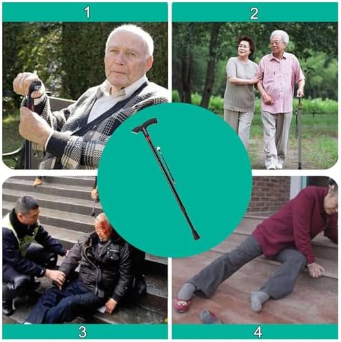 Flashlight Telescopic Cane - Titanium Alloy Walking Cane for Movement Disorders and Blind People, FM Radio + 10 Levels Adjustable Height(A,96.5cm/38in)