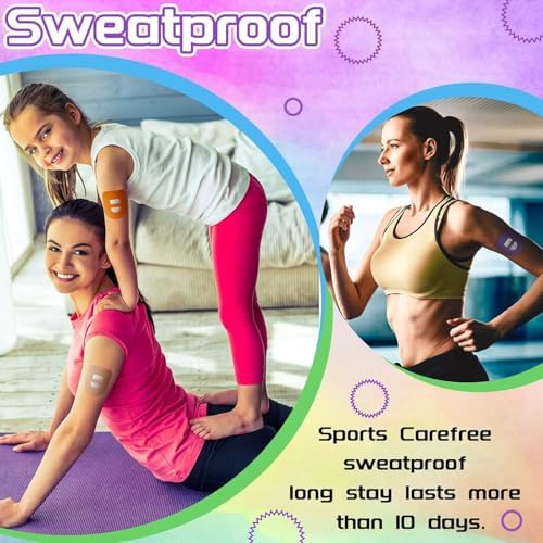30pcs Adhesive Patches for Omnipod 5, 10 Colors Waterproof Sweatproof Breathable Overpatches Ultra-Slim Sensor Covers Stickers with Strap CGM Tape for Omnipod 5 Users