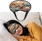 Seashells Starfish Eye Mask for Sleeping Soft Satin Sleep Shade Cover Blindfold with Elastic Strap Travel Nap Blackout Eye Shade Cover for Women Men