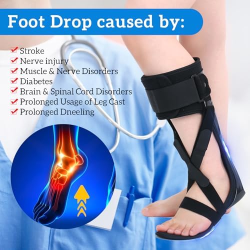 Drop Foot Stabilizer for Men & Women - AFO Foot Drop Brace - Drop Foot Braces for Walking - AFO Brace Walking with Shoe - Ankle Foot Orthosis for Stroke (Right, Medium)