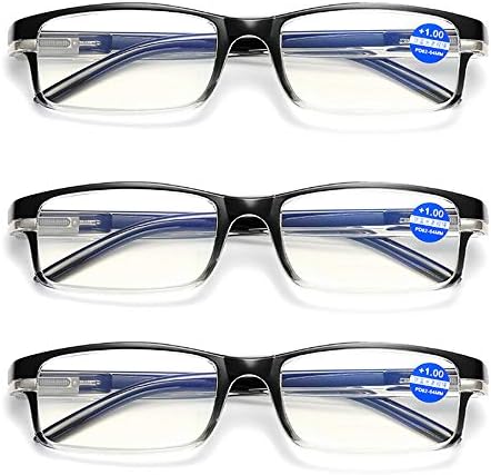 3-Pack Blue Light Blocking Glasses Computer Reading Glasses Spring Hinge Readers for Women Men