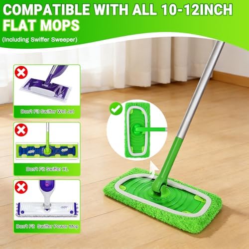 6 Pack Multicolor Reusable Microfiber Mop Pads Refills - Compatible with Swiffer Sweeper, Machine Washable Wet Dry Mopping Cloths for Hardwood Laminate Tile Floor Cleaning