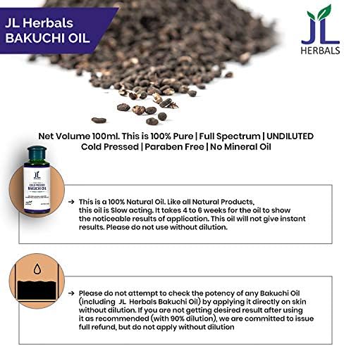 JL Herbals Bakuchi Oil 100ml (3.5 fl.oz) | Babchi | Psoralea corylifolia | 100% Pure & Undiluted | Cold Pressed | for External USE ONLY | USE After Dilution