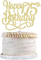 Gold Glitter Happy 75th Birthday Cake Topper,Cheers to 75 Years,happy 75th Birthday Cake Topper,75th Anniversary Cake Topper， men and women 75 years old happy birthday Party Decoration