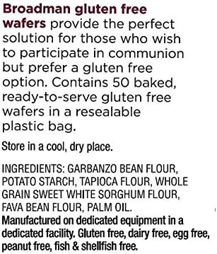 Broadman Church Supplies Communion Wafer, Gluten Free, 50 Count