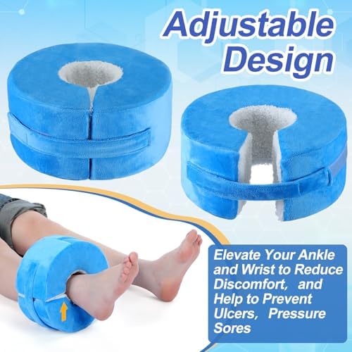 Soulchen 2 Pack Heel Protector for Pressure Sores Fleece Foot Elevation Pillow Adjustable Wedge Ankle Protector Cushion for Bed Sores Foot Ankle Pillow for Sleeping Ulcer Elevated Foam