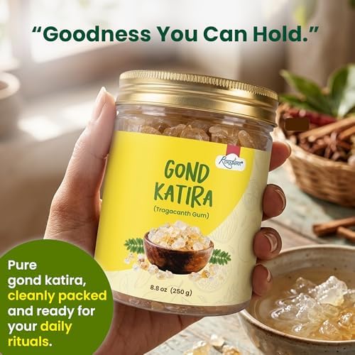 Gond Katira (Ayurvedic Katira) Organic, Katira Gond Indian Gum, Gond Katira Pure Organic, Edible Gum, All Natural, Salt-Free | Vegan | No Colors | Gluten Friendly | NON-GMO (8.8 oz)