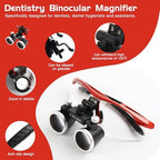 Dental Surgical Loupe 420mm Burgundy 3.5X Magnification Working Distance for Dental Professionals Student to Practice Use Safety Goggle