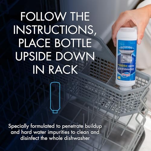 Glisten Dishwasher Cleaner, Removes Limescale, Rust, Buildup, and Grease, Lemon Scent, Made in the USA, 12 Ounce Bottle, 3-Pack