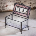 J Devlin - Vintage Stained Glass Jewelry Box Trinket Keepsake Display - Box 514 (Pink)