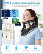 Neck Traction Device, Adjustable Cervical Neck Stretcher with 360 Degree Support, Ergonomic Neck Brace for Home Office Use, 0.96 lbs Lightweight and Portable (A:Black)